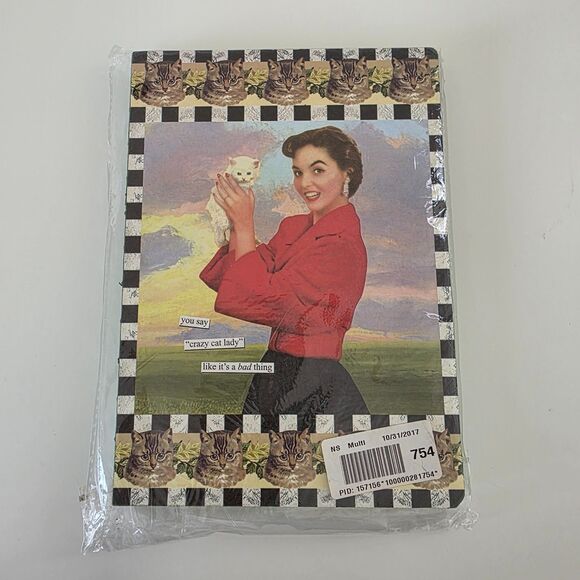 Anne Taintor Vintage Style Crazy Cat Lady Notebook Retro Collage Journal NEW - Picture 1 of 10